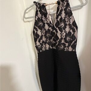 Jax Black and Cream Backless Lace Dress